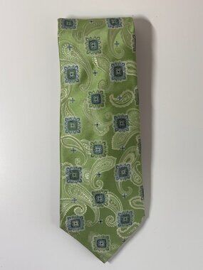 Canali Green and Blue Paisley Silk Tie